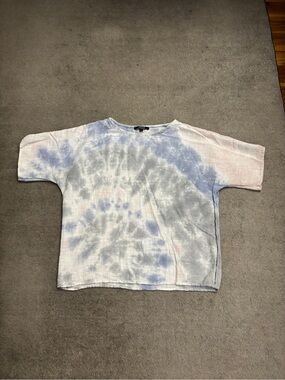 Charlie B Tie Dye Short Sleeve Top Light Blue Green